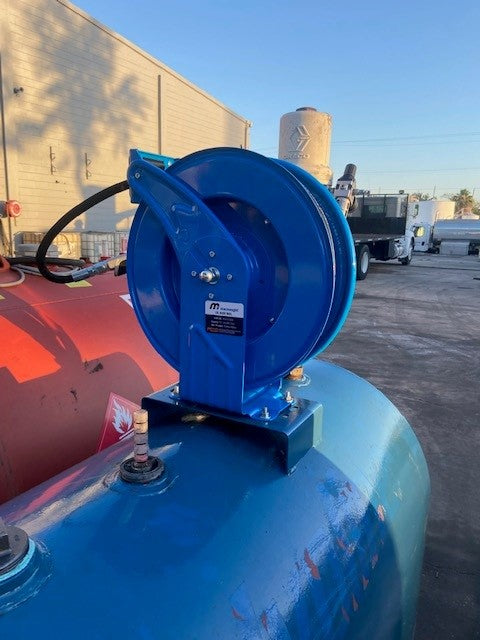 M3 Industrial Grade Grease Hose Reel Dual Pedestal Construction  5800 PSI Shop and Truck Mount Duty 1/4 Inch x 50 FT | M3D-G-7550