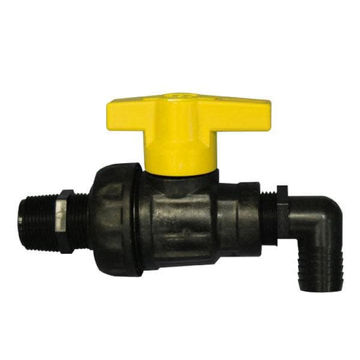 Valve, Poly Single Union Ball, 1" with Nipple and 90° Fitting