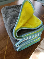blue outlined microfiber towel
